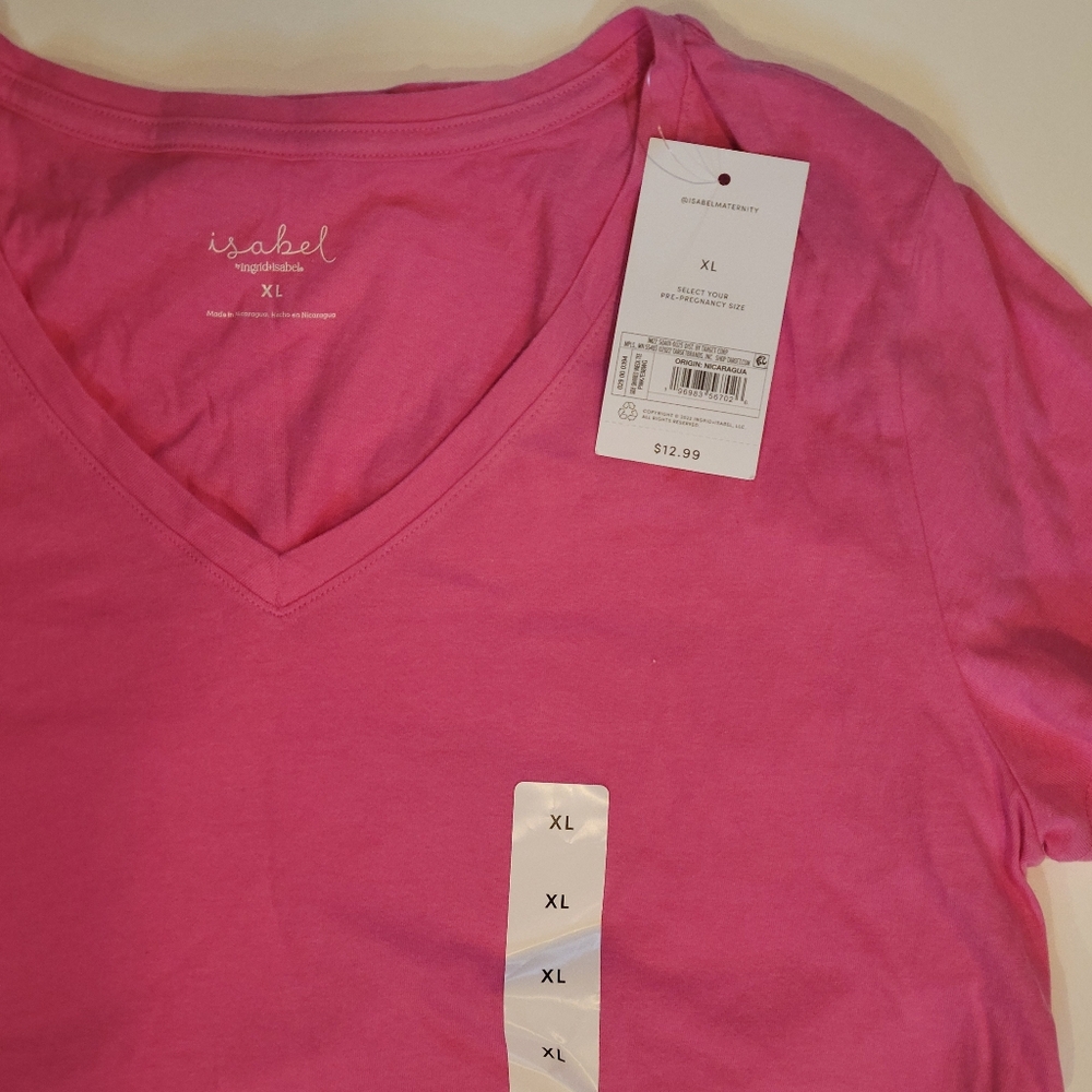 Maternity V-neck T-shirt Pink Size XL NWT